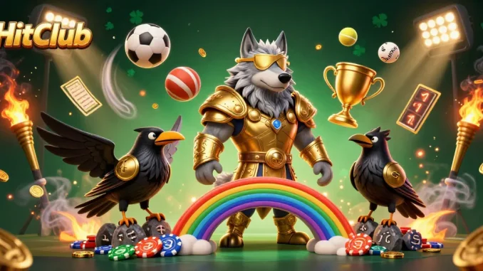 HitClub players strategizing on a vibrant online gambling platform with dynamic sports elements.